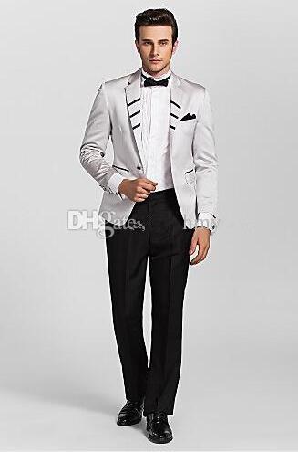 Wholesale-One Button Tailored Fit Two-piece Tuxedos Wedding/Tuxedos 2 Piece Set(Jacket+Pants)Formal Prom