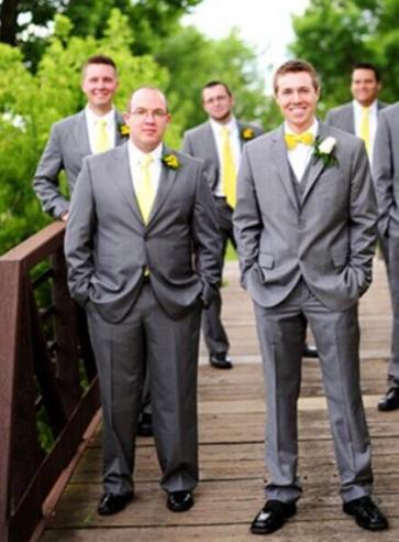 Wholesale-Custom Made Grey Groom Tuxedos Buttons Business Groom Tuxedos Notch Lapel /Jacket+Pants+Vest+tie Formal Prom