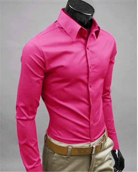 New Fashion Brand Rose red Groom Shirts Long Sleeve Shirt Men Slim Design Formal Casual Male Dress Shirt Size M-5XL (C8012)