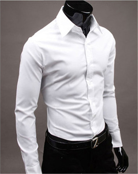 New Fashion Brand White Groom Shirts Long Sleeve Shirt Men Slim Design Formal Casual Male Dress Shirt Size M-5XL (C8001)