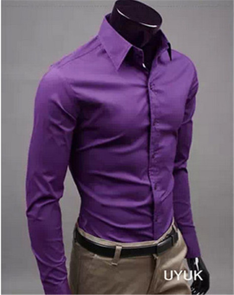 New Fashion Brand Deep purple Groom Shirts Long Sleeve Shirt Men Slim Design Formal Casual Male Dress Shirt Size M-5XL (C8018)