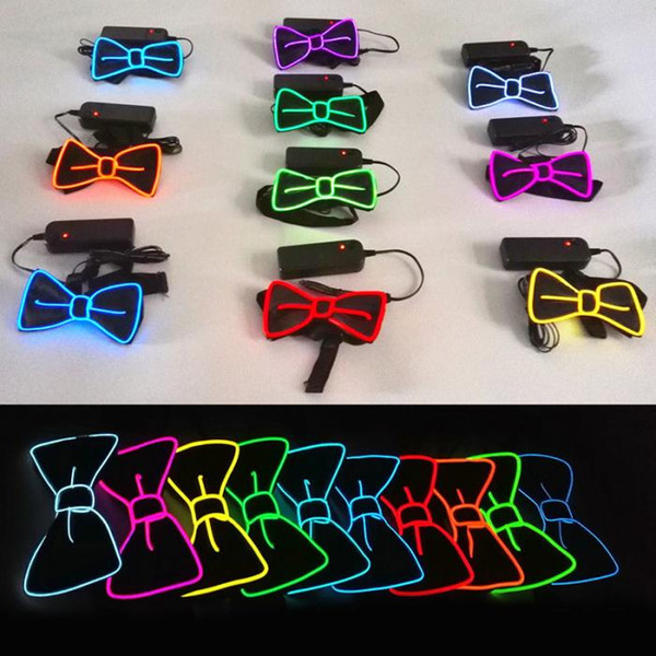 2019 LED Bow Tie Light Fashion White Light Up Glowing EL wire Bow Tie Cravat For Evening Party Decoration Bow Tie