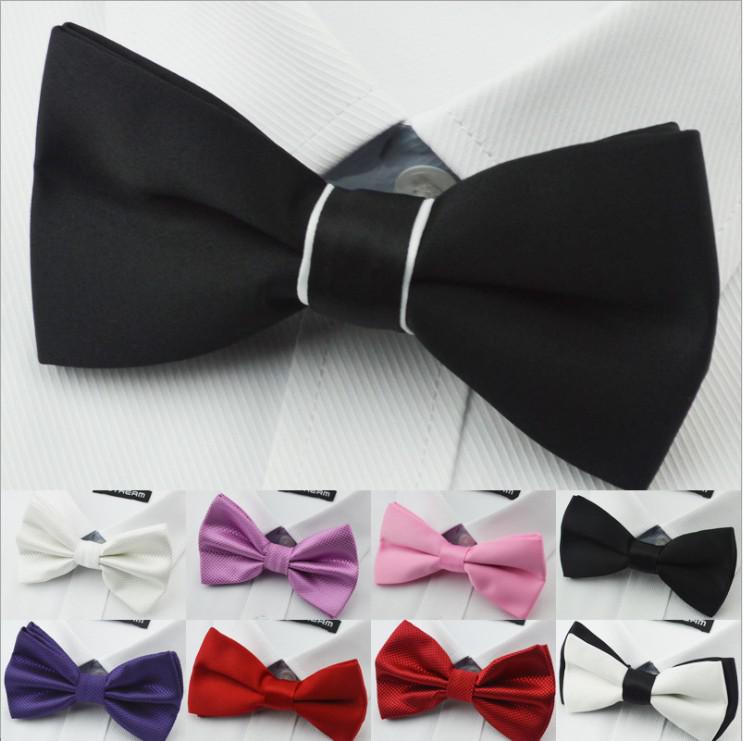 Free Shipping Men's Bow Ties Solid Color Plain Satin Skinny Ties Groom Necktie Silk Jacquard Woven Tie In Stock