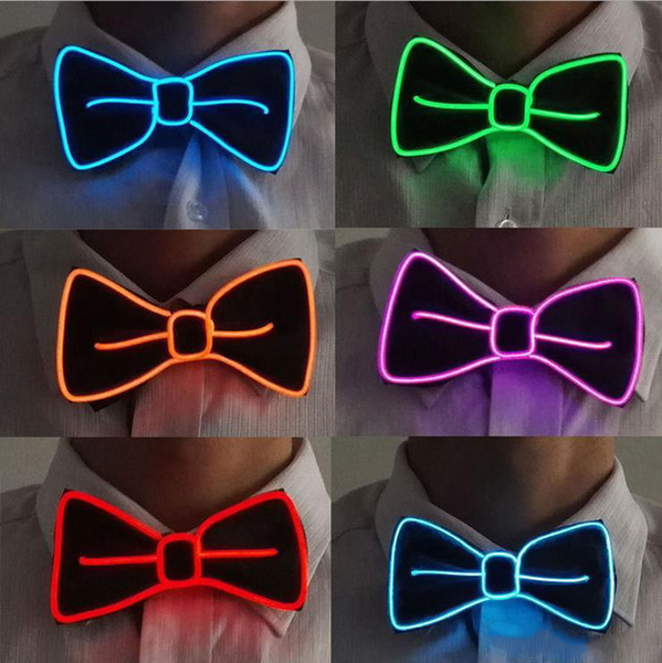 2019 LED Bow Tie Light Fashion White Light Up Glowing EL wire Bow Tie Cravat For Evening Party Decoration Bow Tie