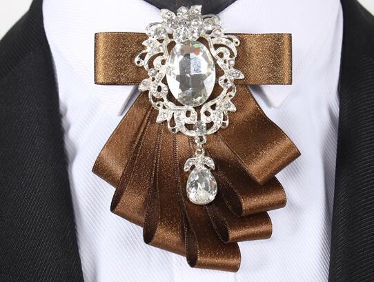 New Luxurious big diamond pendant groom wedding velvet set auger tie fashionable dress nightclub MC neckties