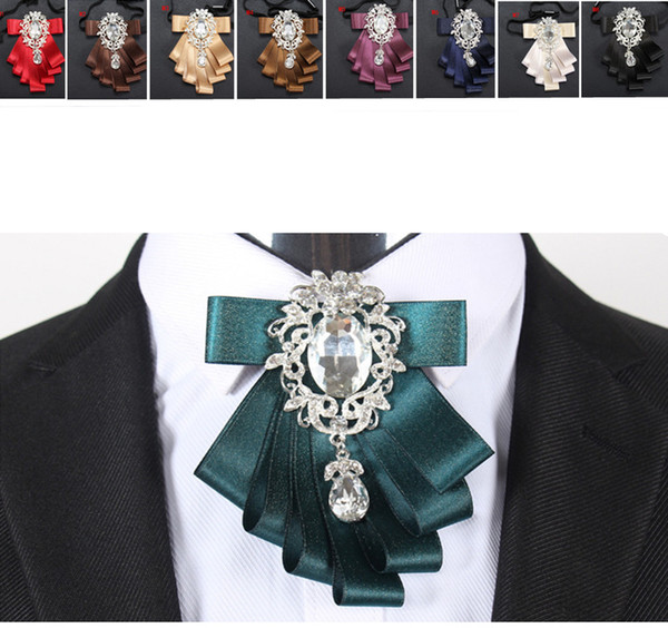 Wholesale Fashion Groom Wedding ties Cravat Bow Tie Neck Ties Luxury Crystal Man's Party Dress Accessories Necktie