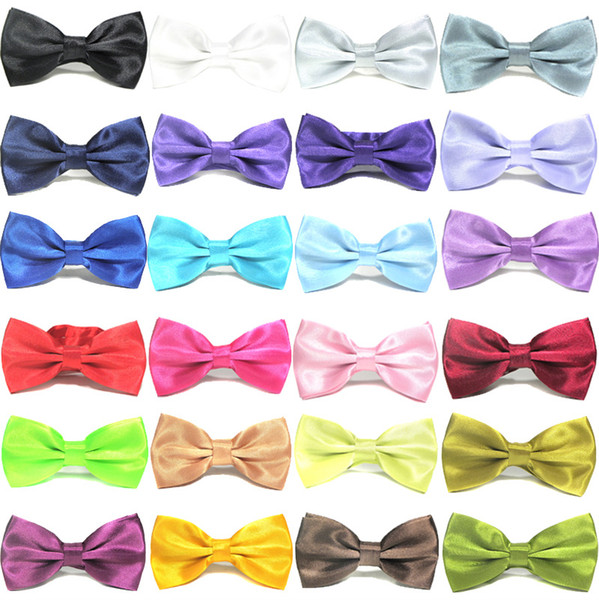 24 Colors Cheeo PreTied Mens Dickie Bow Tie Ties BowTie Pre Tied Adjustable Wedding Prom Solid Colors Plain Silk