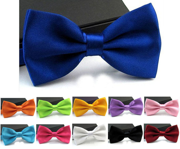 2016 Men Classic Tuxedo Satin Solid Color Adjustable Wedding Party Bowtie Bow Tie Bridegroom Bowknot Mens Ties Wedding Decorations