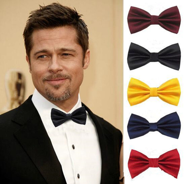 50pcs/lot Upscale Black White Groom Groomsmen Tuxedo Suits Plain Bow Ties For Men 17 colors Available Free Shipping