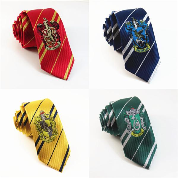 Striped Harry Potter Necktie Emblem Badge For Men School Students Ties Gryffindo Ravenclaw Hufflepuff Slytherin Casual and Business Neck Tie