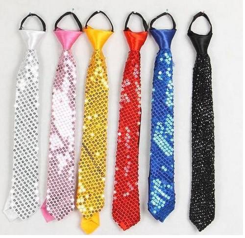 flash Polyester Men child Paillette Sequin necktie Stage Performance skinny necktie width 5cm