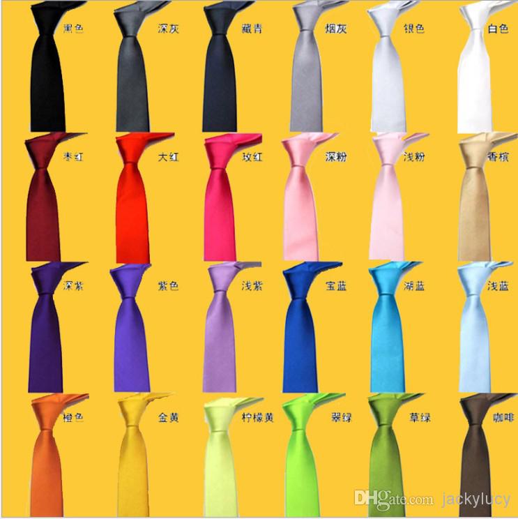 2016 Men's Ties Solid Color Plain Satin Skinny Ties Groom Necktie Silk Jacquard Woven Tie In Stock