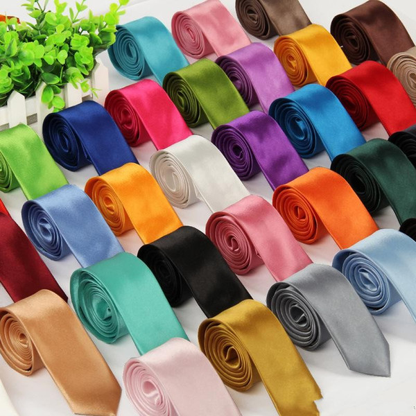 New Mens And Womens Tie Skinny Solid Color Plain Satin Tie Necktie Silk Tie 40 Colors New Fashion