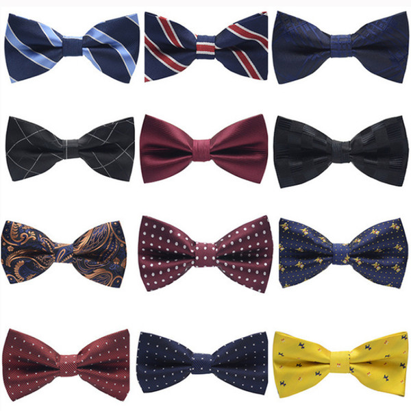 Fashion Groom Tuxedo Bow Tie Men Striped Dot Groom Groomsmen Wedding Party Colorful Striped Wedding Suits Accessories