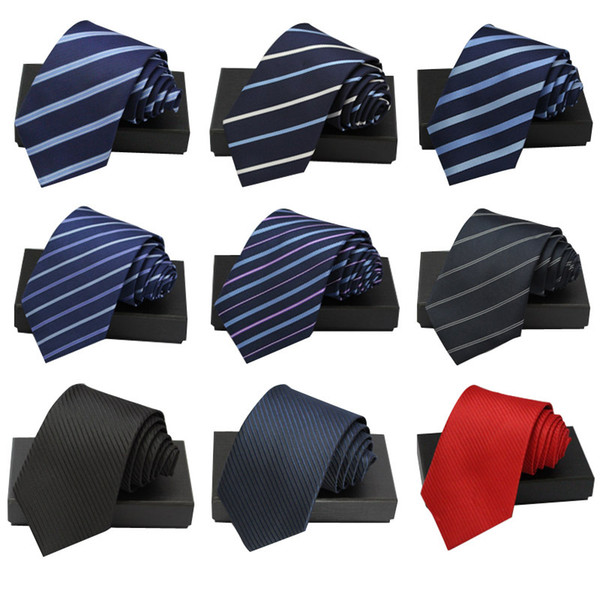 High Quality Blue Red Solid Groom Ties Modern Stripe Neck Ties For Wedding Business Cheap Fashion Tuxedo Men's Accessories