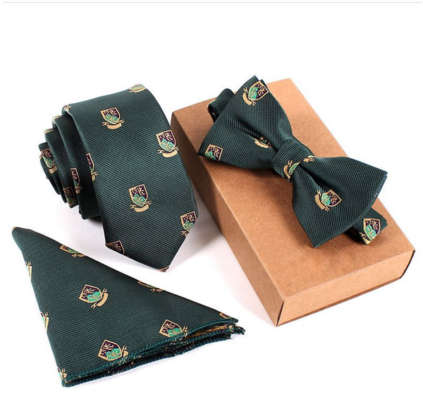 2019 New Style Mens Designer Skinny Slim Tie Paisley Pocket Square Handkerchief Butterfly Bow Tie Ties 3pcs/set