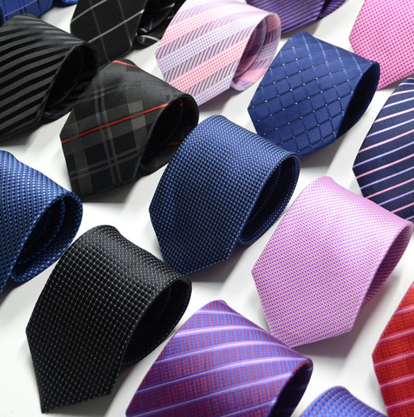 New Formal Ties For Men Classic Polyester Woven Plaid Dots Party Necktie Fashion Slim Wedding Business Male Casual