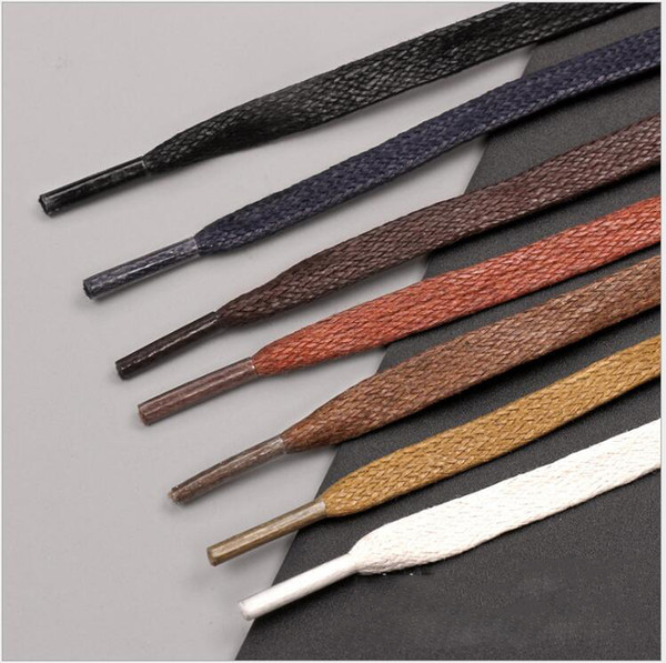 Cotton Waterproof Waxed Leather Shoes Laces Flat Shoe Ropes 0.6 cm Width 0.15 Thicken Shoe Laces For Leather Boots Martin Boots