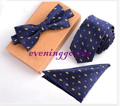 3pcs/set Slim Tie Set Men Bow Tie and Handkerchief Bowtie Necktie Cravate Homme Noeud Papillon Man Corbatas Hombre Pajarita