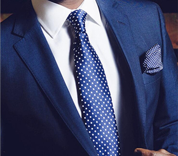 Cheapest Fashion Men's silkworm silk business is packing 6CM narrow blue polka dot tie and European pure color tie wholesale