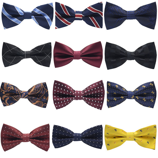 New Fashion Tuxedo Bow tie Men Striped Dot Groom Groomsmen Wedding Party Colorful Striped Butterfly Cravats Wedding Suits Accessories