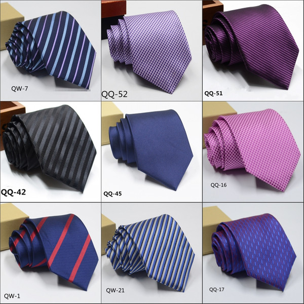 Mens Plaid Polyester Ties For Men Brand Neckwear Business Suit Tie Polyester 1200 Needle Wedding Jacquard Stripe Tie