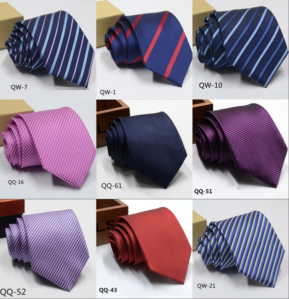 2019 Mens Plaid Polyester Ties For Men Brand Neckwear Business Suit Tie Polyester 1200 Needle Wedding Jacquard Stripe Tie