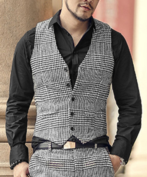 Latest Design Men Suit Vest Slim Fit V Neck Single Dreasted Vests Business Suits Dress Waistcoat Groom's Wedding Suit Vests Custom Made