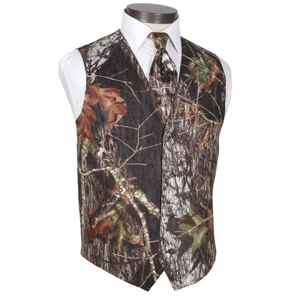 2019 New V Neck Camo Mens Wedding Vests Outerwear Groom Vest Realtree Spring Camouflage Slim Fit Mens Vests