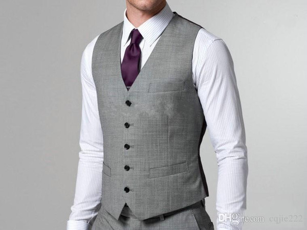 2019 New Hot Sale Light Grey Formal Men's Waistcoat New Arrival Fashion Groom Vests Casual Slim Fit Vest 621