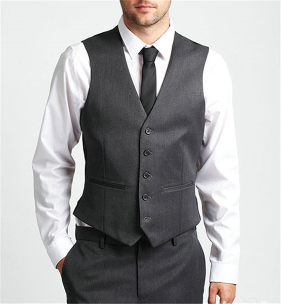 Wedding Groom Formal Vests Charcoal Gray Groomsmens Best Man Vest Custom Made Five Buttons Wedding Prom Dinner Waistcoat