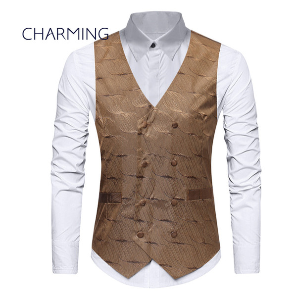 Men's vests for sale Fashion fabric double-breasted design mens fancy vests Mens fitted vests Vest coat for mens