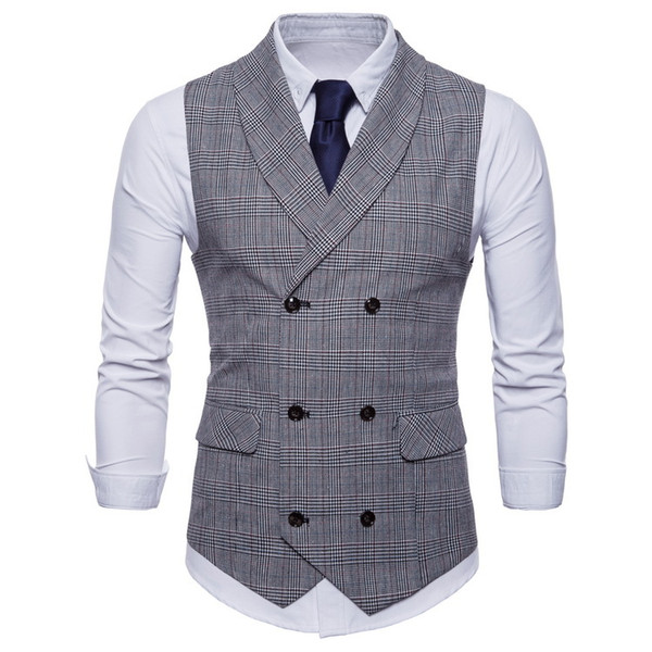 Hot Sell Groom British Vests Single Breasted Double Breasted Mens Plaid Vests Slim Casual Wedding Party Bridesgroom Vest