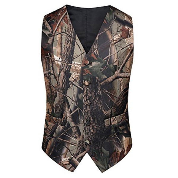 2019 Fashion Camo Vest tweed vest For Prom Groom Vests Wedding Vests Realtree Spring Camouflage Slim Fit Mens Vests