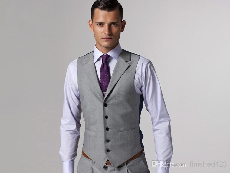 Hot Sale Light Grey Formal Men's Waistcoat New Arrival Fashion Groom Vests Casual Slim Fit Vest NO:82