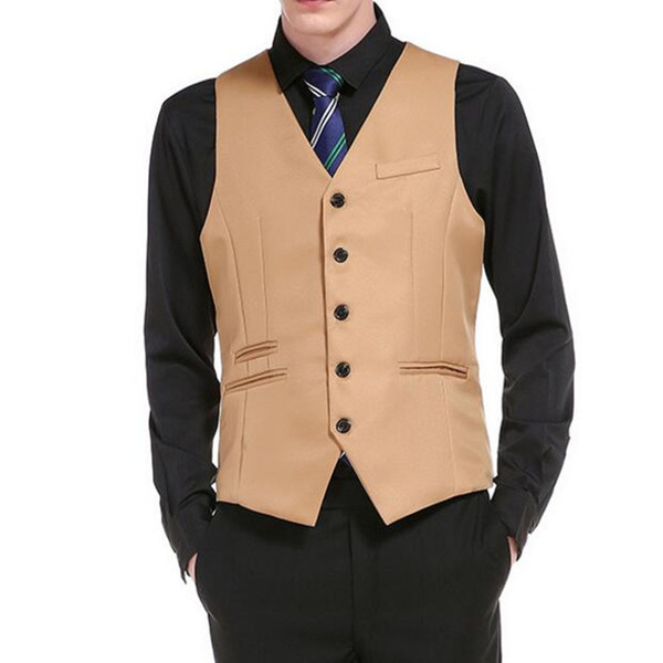 Customized new men's fashion casual single-breasted solid color men's suit vest men's business suit suit vest