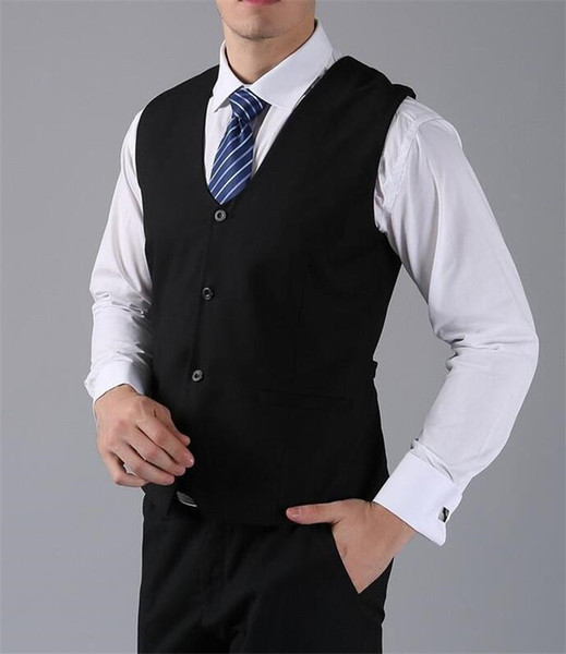 New Arrival Groom Vests Black Groomsmens/Best Man Vest Custom Made Size and Color Four Buttons Wedding Prom Dinner Waistcoat