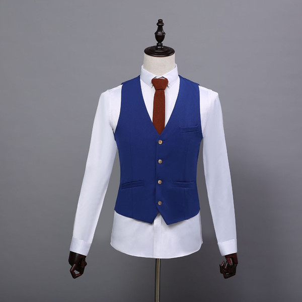 Custom Made Solid Groom Vests 2017 New Polyester Slim Single breasted Regular Formal Wedding Gown Wedding Vests Groomsmen Suits