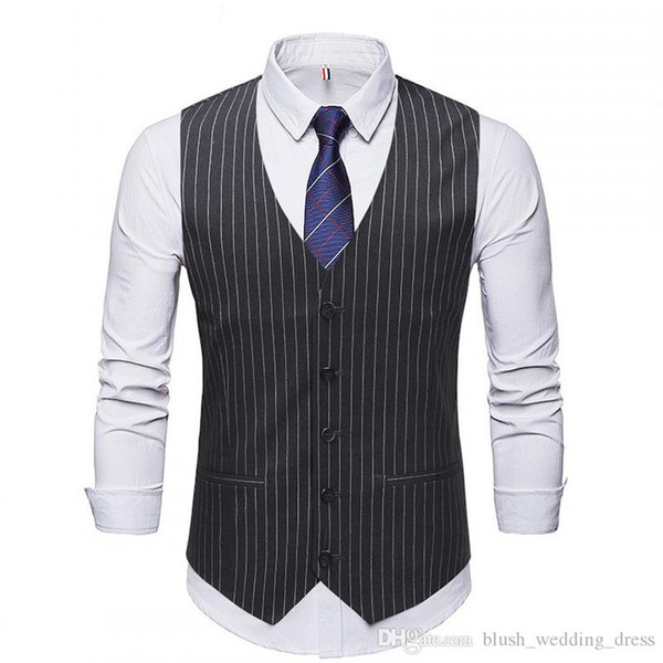 2020 Men's Vest Styles Striped Fabric Single-Breasted Men's Clothing Vests Best Mens Vests Men Vest Custom Made