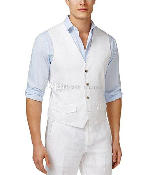 High Quality Groom Vests White Groomsmens/Best Man Vest Custom Made Size and Color Three Buttons Wedding/Prom/Dinner Waistcoat M1231