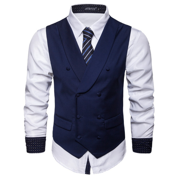 Autumn new men's solid color vest men's fashion business casual vest men's trend suit vest support custom