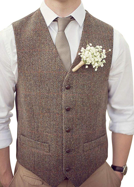 New Arrival Brown Mens Suit Vest Wedding Men Jacket Suit Slim Fit Men Outwear Coat Single Breasted Men Dress Suit Vest Plus Size