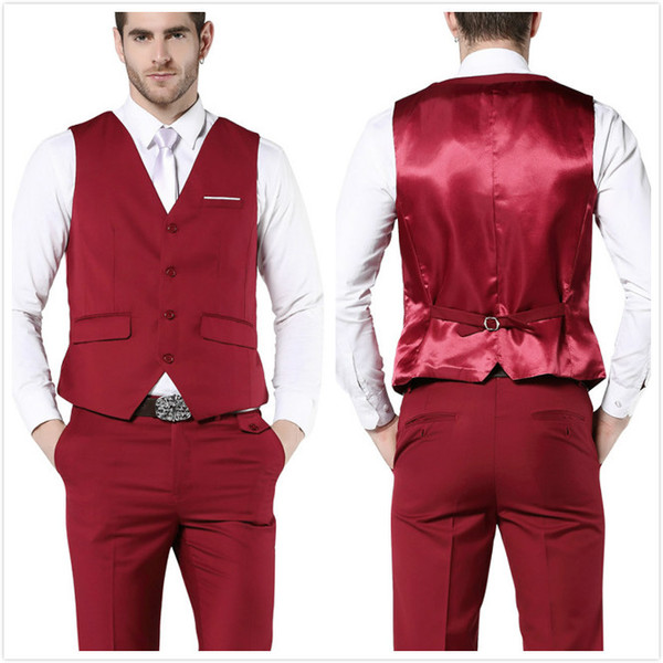 New Fashion Latest Mens Suit Vest Sleeveless Jacket Mens Suit Slim Fit Vest Red Wedding Jacket for Men Waistcoats Vest