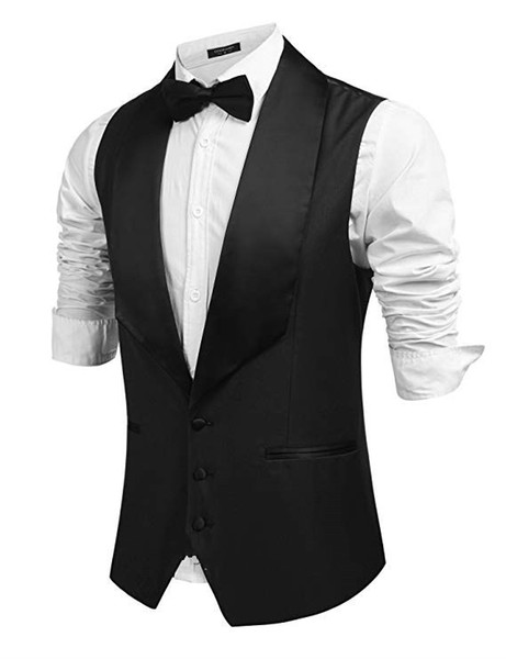 Classic Groom Vest Business Slim Groomsmens/Best Man Lape Formal Vest Cheap Custom Made Size Double-Breasted Wedding Prom Dinner Waistcoat