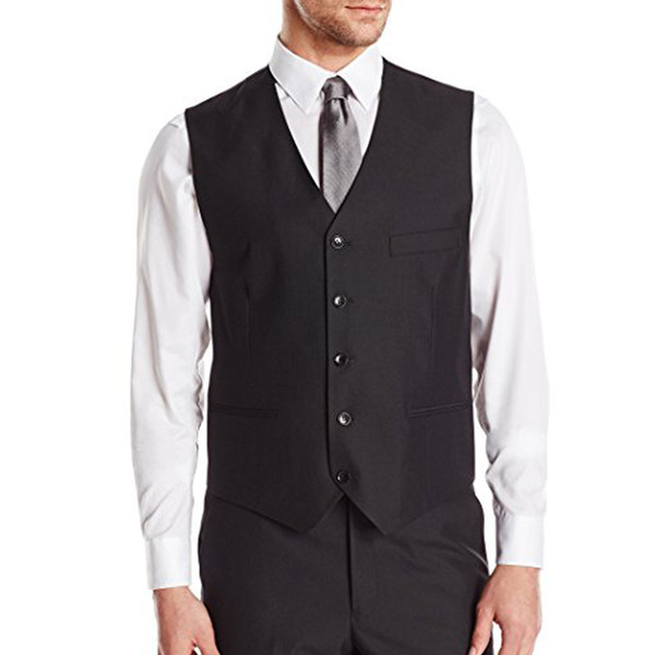 Black Men Suit Groom Vests Casual Sleeveless Wedding Groomsmen V Neck Business Men Suit Vest Foviva Style 121920