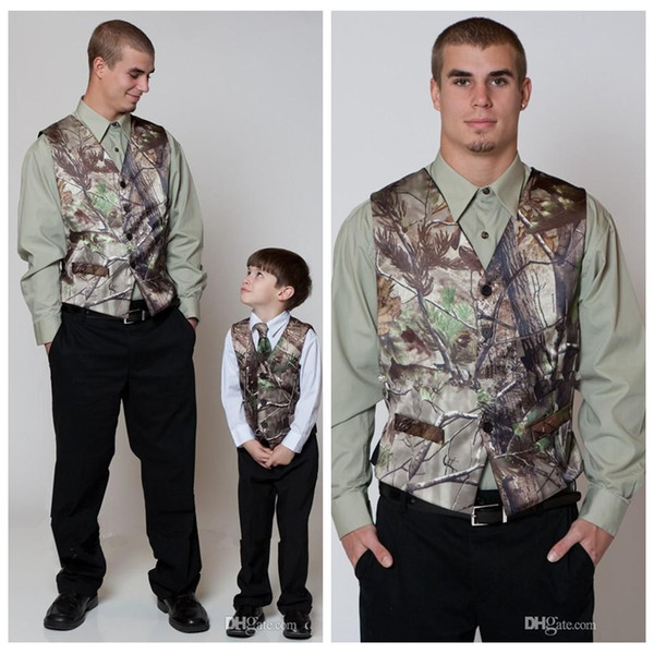 2018 Fashionable Camo Vest Realtree Mens Wedding Party Suits Bridal V Neck formal wear waistcoat groomsmen Outerwear