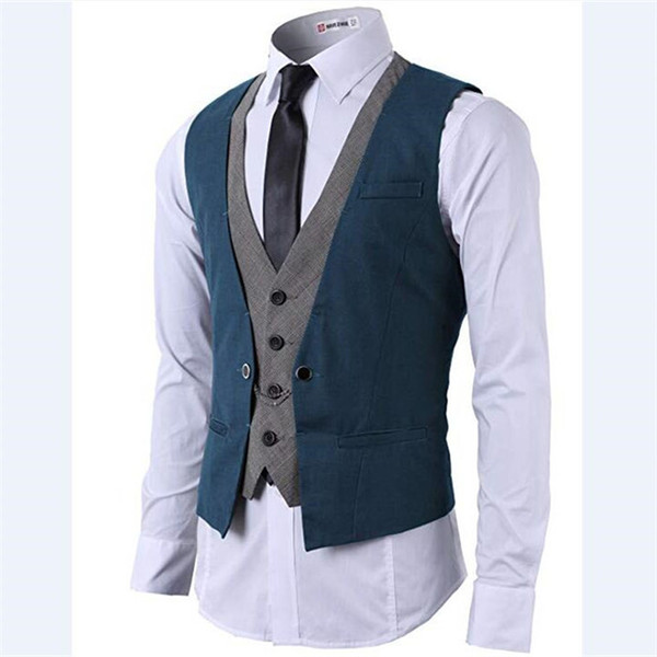 2018 wangyandress blue grey groom wear wedding vests custom v neck single breasted men vest european and american style groom vests