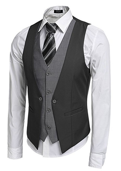 Classic New V-Neck Sleeveless Black Men's Wedding Dress Vest and Business Formal Suit Vest Factory Tailored