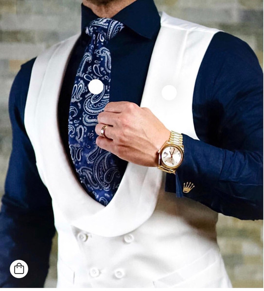 New Style Double Breasted White Groom Vest Man Waistcoat Groomsmen Mens Wedding Wear Vest NO:0799