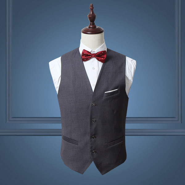 Fashion Gray Blue Plus Size Men Slim Groom Vest Cheap Groomsman Suit Jacket Best Country Waistcoat Casual Groom Wear Fall Wedding Vest